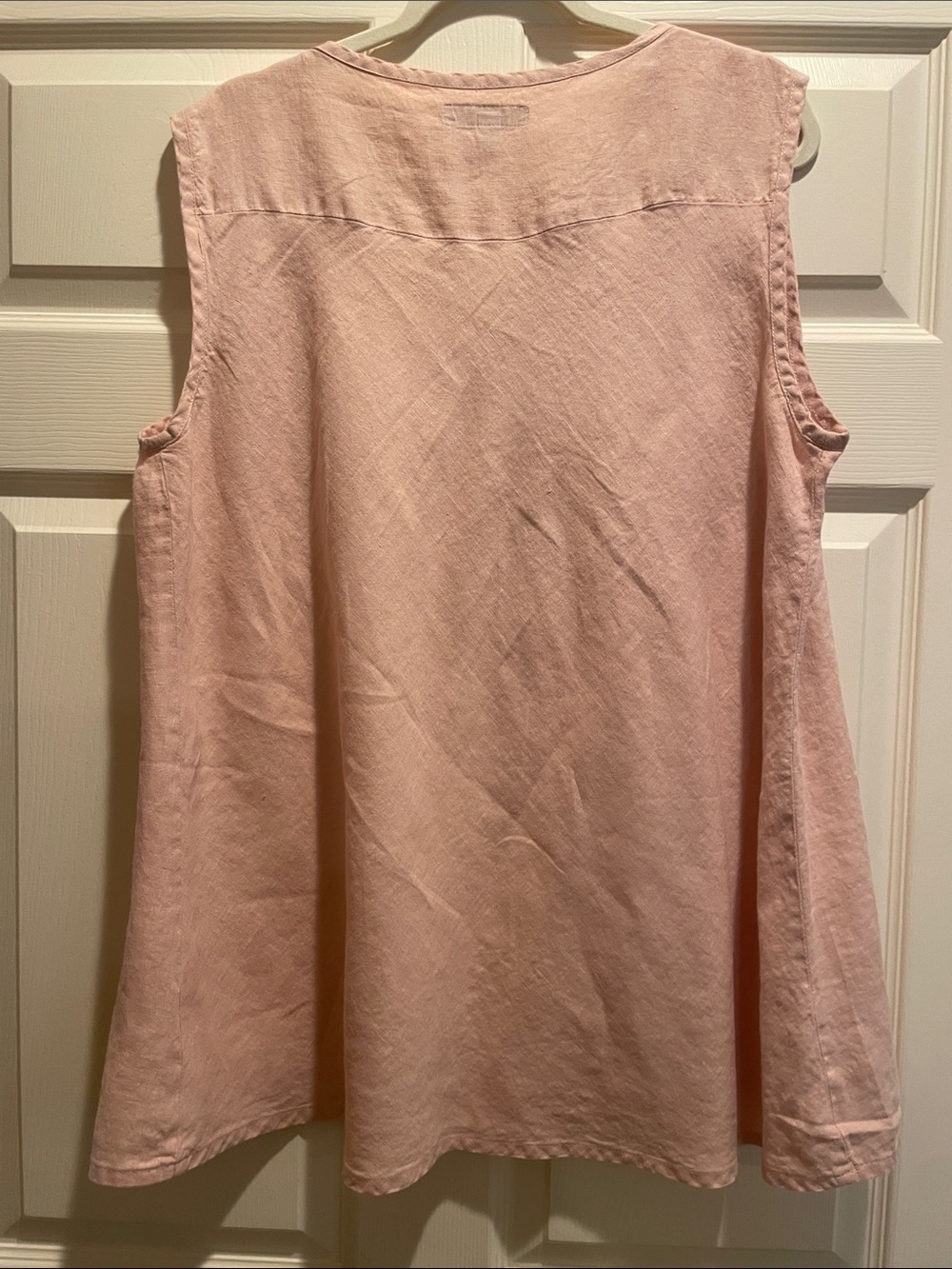 Flax Sleeveless Linen Tunic in Soft Pink Large - Picture 4 of 5